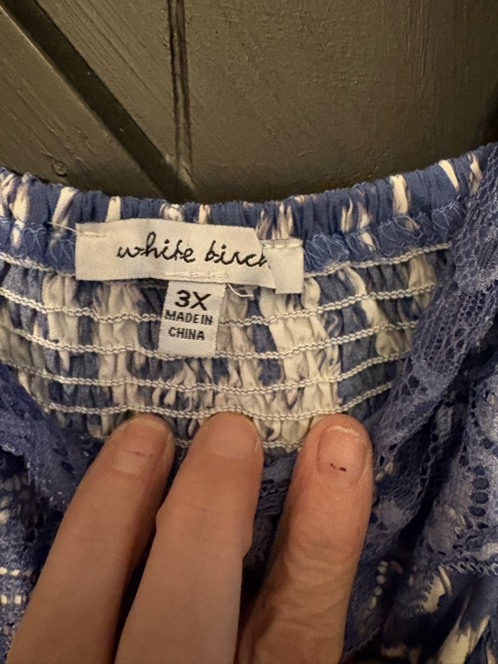 white birch Blue and White Tie-Dye Lace-Trim High-Low Dress - Picture 5 of 5